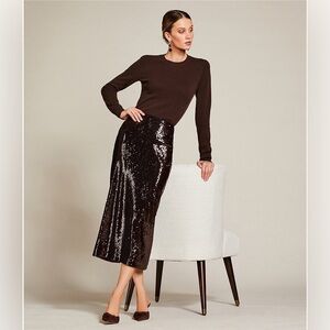 Antonio Melani Iman Sequin Pencil Midi Skirt Black Sz 4 NWT